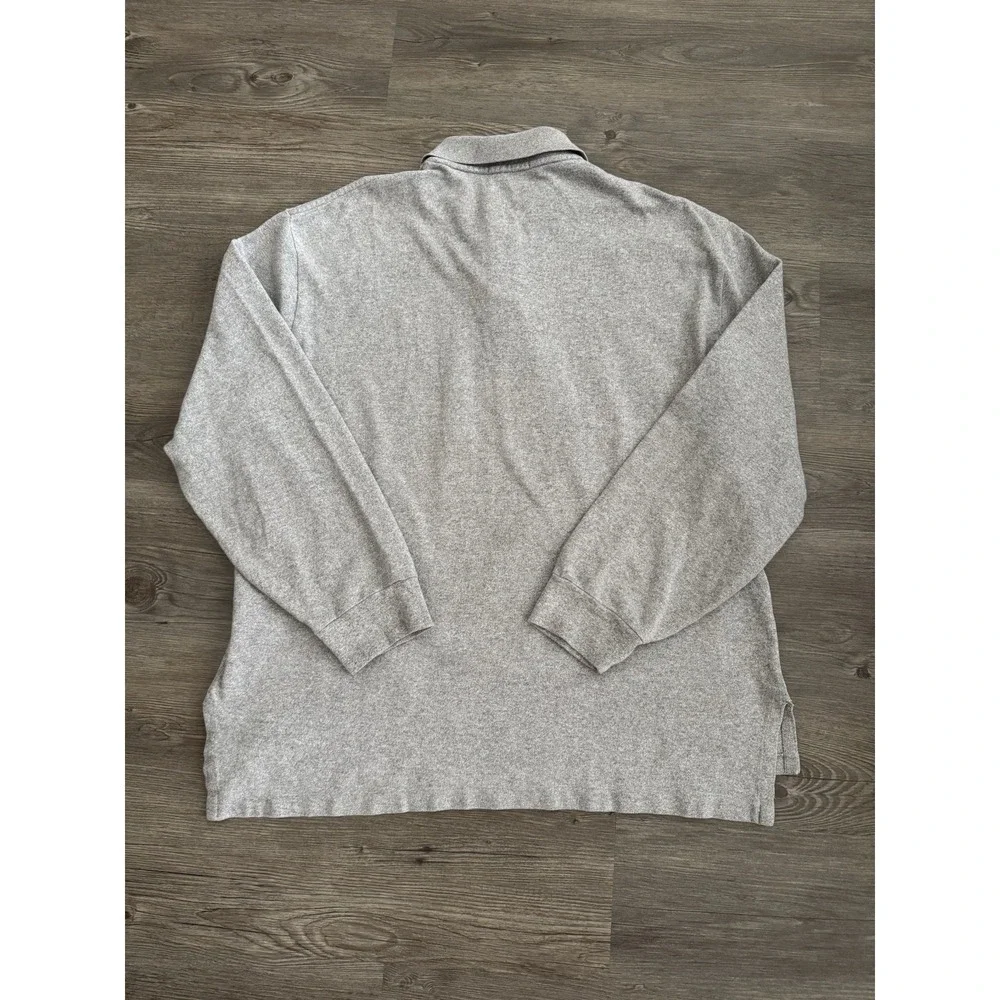 Polo Ralph Lauren Men's L Gray Heather Long Sleeve Polo Shirt Pony Logo cotton